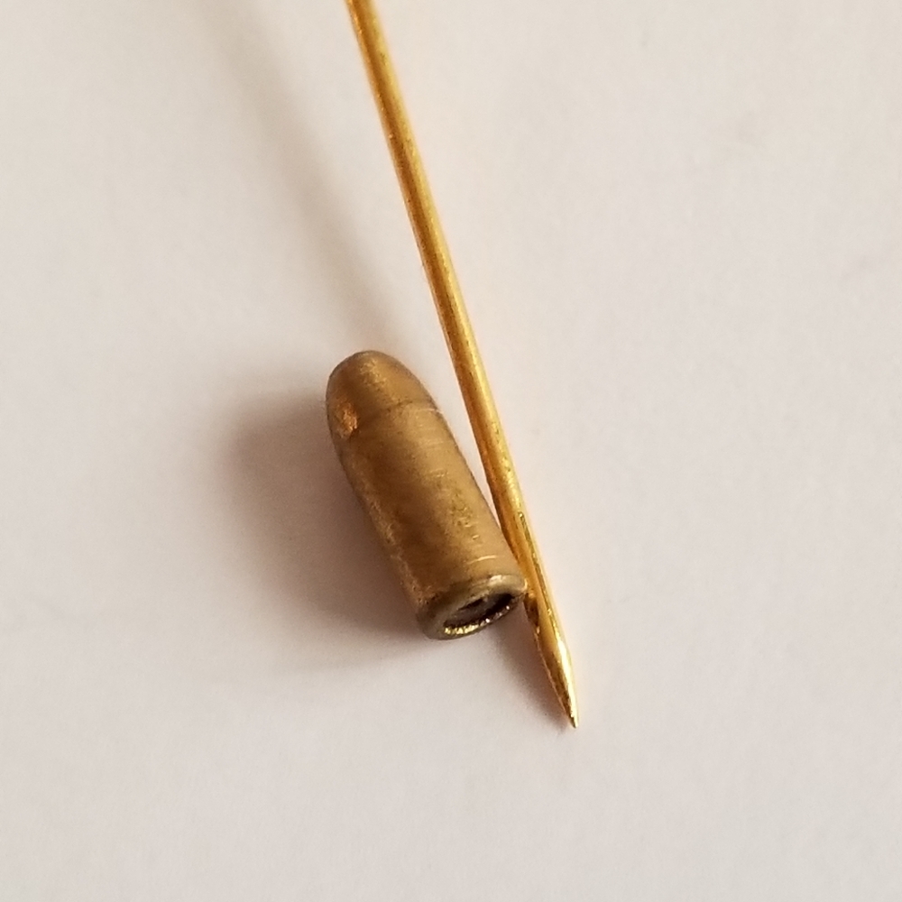 Vintage floral stickpin stick pin cloisonne enamel cabochon gold tone lapel - Picture 8 of 10